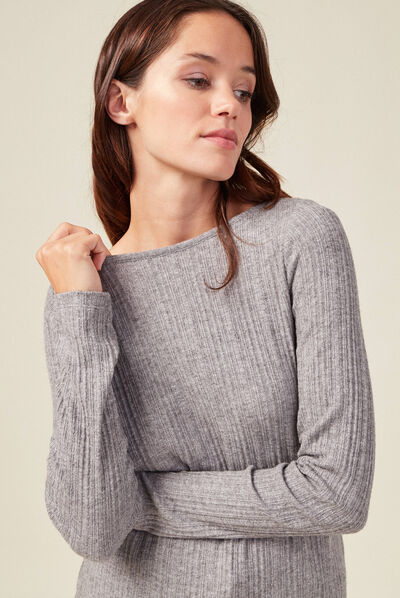 T-shirt manches longues gris foncé femme