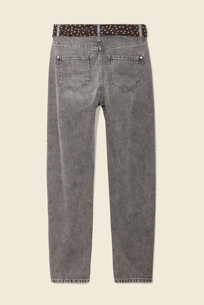 Jeans slouchy ceinturé denim snow gris femme