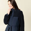 Manteau manches sherpa bleu marine femme
