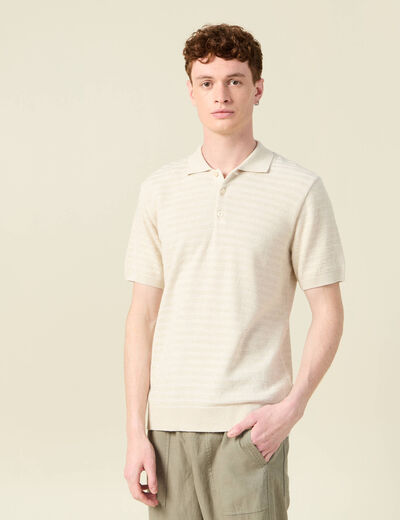 Polo manches courtes ecru homme