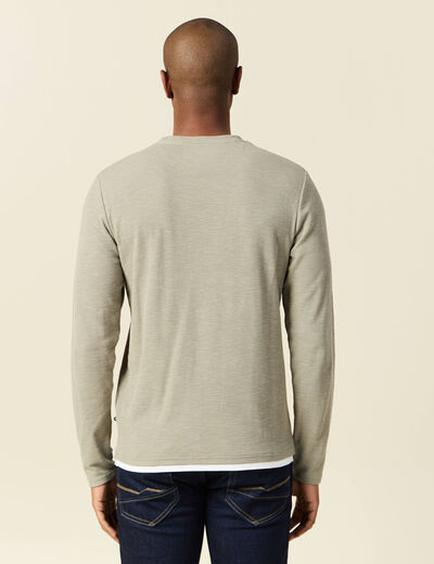 T-shirt manches longues vert kaki homme