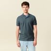 Polo cintré manches courtes en coton vert foncé homme