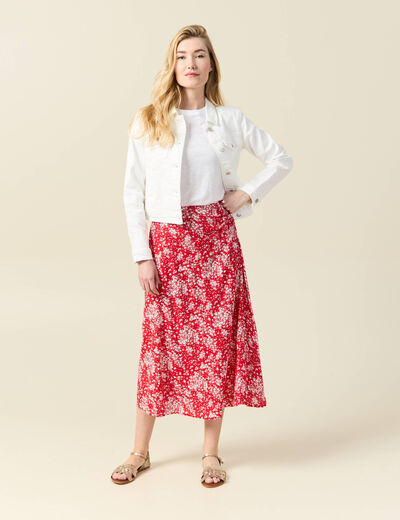 Jupe longue portefeuille rouge femme