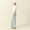 Jeans large cropped taille haute bleu gris femme