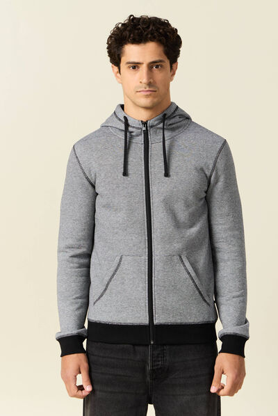 Gilet manches longues zippé bleu marine homme