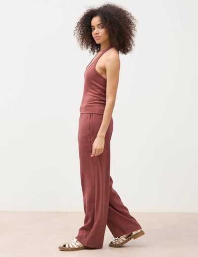 D&eacute;bardeur d&eacute;collet&eacute; brassi&egrave;re int&eacute;gr&eacute;e marron cognac femme