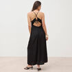 Robe satin&eacute;e bretelles col v noir femme
