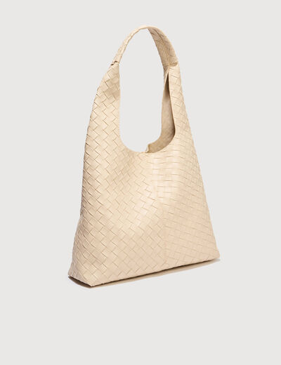 Sac bandouli&egrave;re tress&eacute; ivoire femme