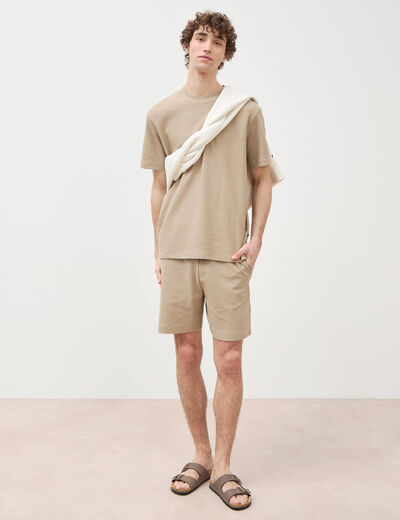 Short droit avec cordon beige homme
