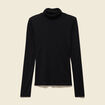 T-shirt cintr&eacute; manches longues col roul&eacute; noir femme