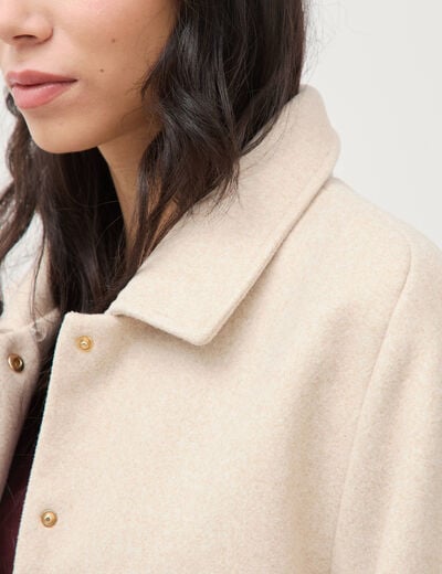 Blouson court oversize col sherpa creme femme