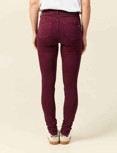 Pantalon skinny push-up taille standard prune femme