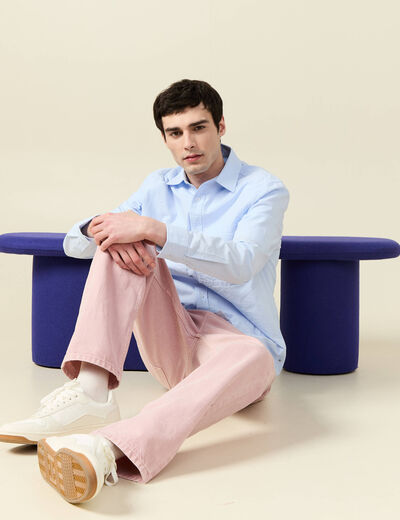 Jeans straight longueur 32 en coton rose homme