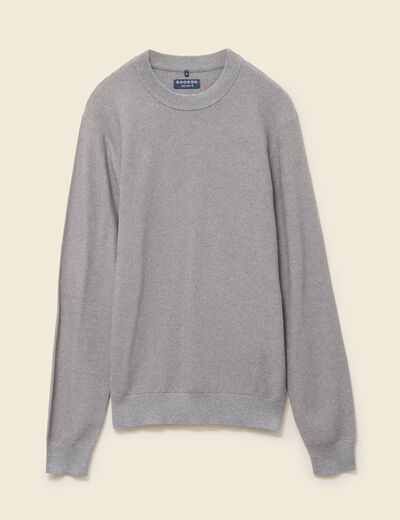 Pull col rond manches longues gris homme