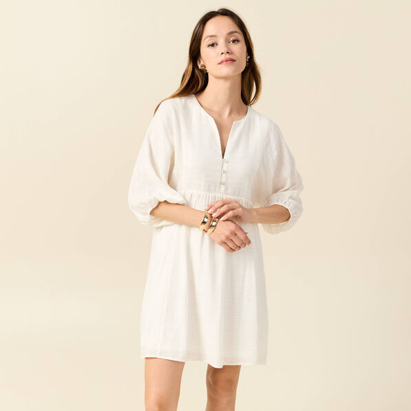 Robe évasée manches 3/4 ecru femme