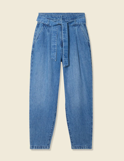 Jeans slouchy taille haute denim stone femme