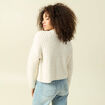 Gilet droit court manches longues creme femme