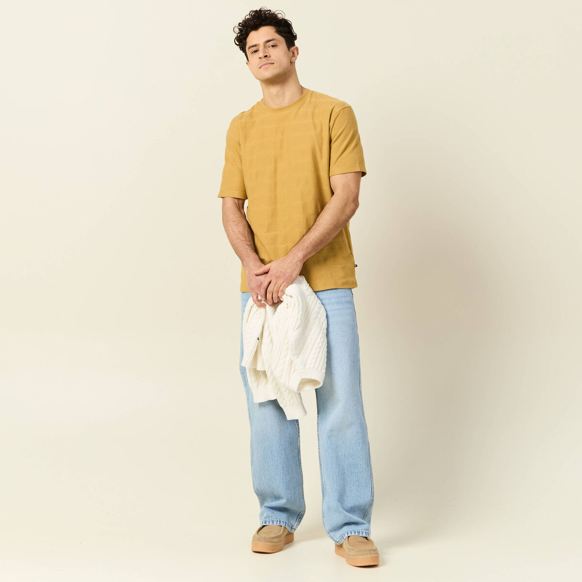 T-shirt manches courtes beige homme