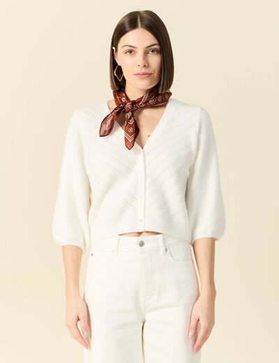 Gilet manches 3/4 blanc femme