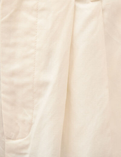 Pantalon barrel coupe loose taille haute ecru femme