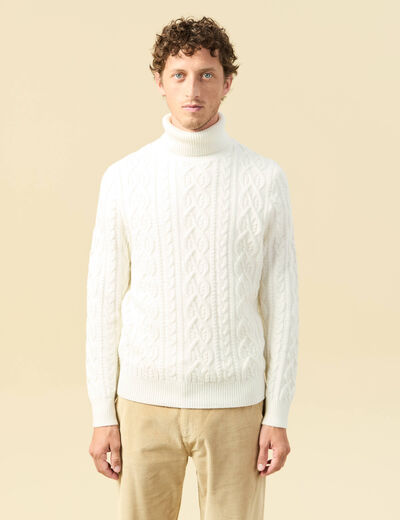 Tricot col montant ecru homme