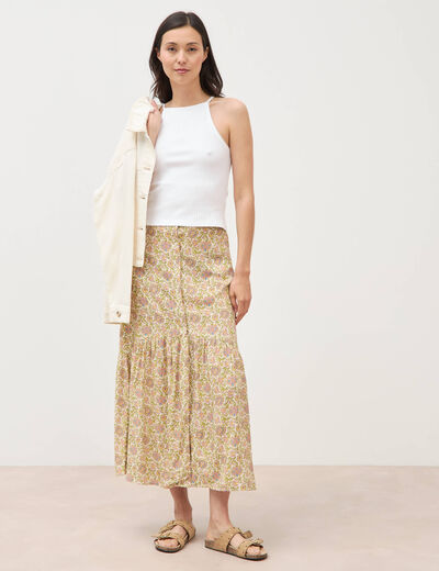 Jupe fluide vert femme
