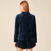 Tailleur droit court manches longues bleu canard femme