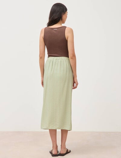 Jupe taille haute fluide vert menthe femme