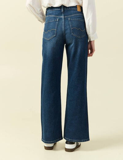 Jeans large taille haute denim brut femme