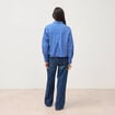 Chemise droite manches longues ray&eacute;e bleu femme