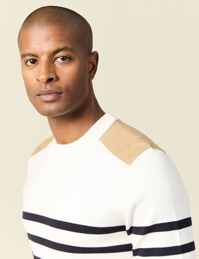 Pull manches longues ecru homme