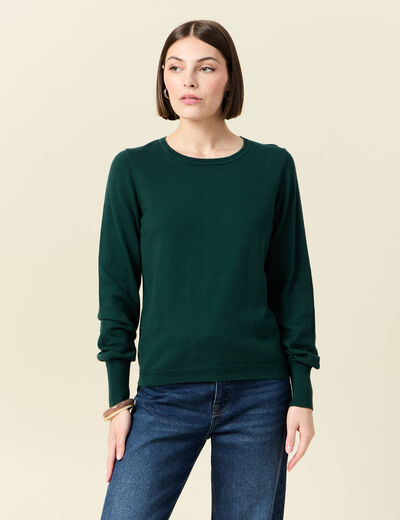 Pull manches longues vert foncé femme