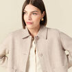 Cardigan droit court col classique creme femme