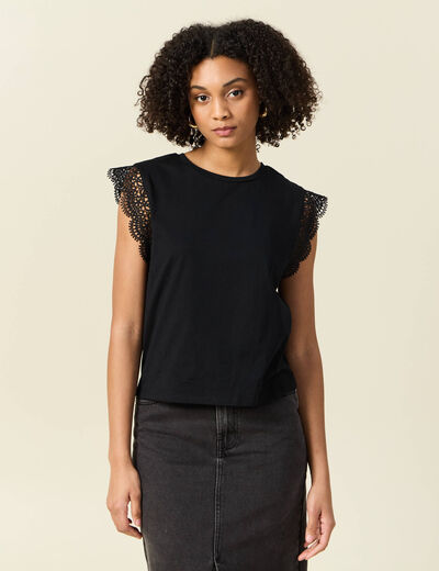 T-shirt manches courtes noir femme
