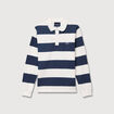 Sweat col polo manches longues bleu marine homme