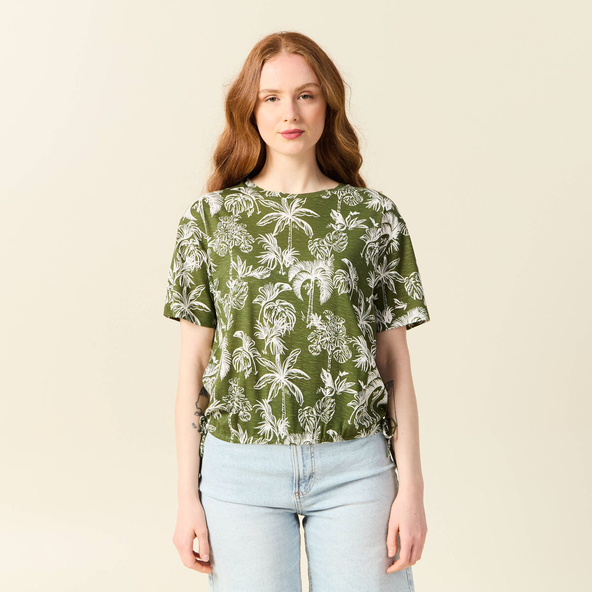 T-shirt oversize manches courtes vert femme