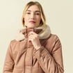 Parka droite &agrave; capuche marron clair femme