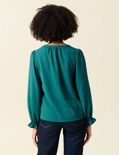 Blouse manches longues vert canard femme