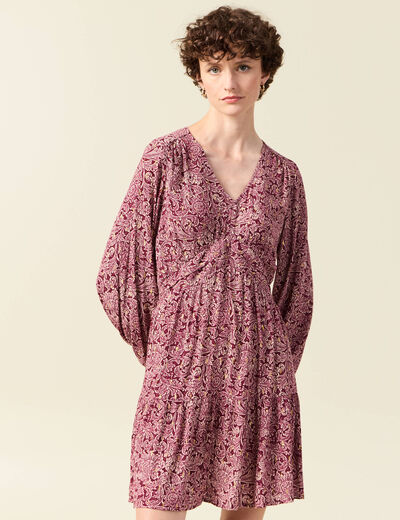 Robe évasée fluide bordeaux femme