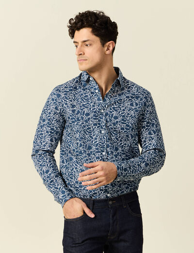 Chemise manches longues bleu homme
