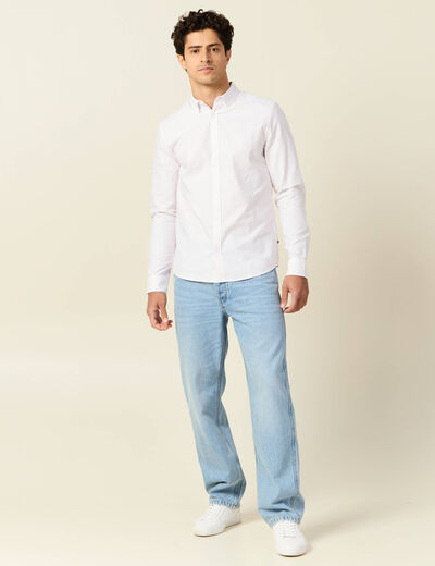 Chemise manches longues rose pastel homme