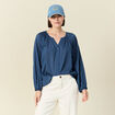 Blouse manches longues bleu foncé femme