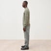 Pull droit tweed manches longues vert kaki homme