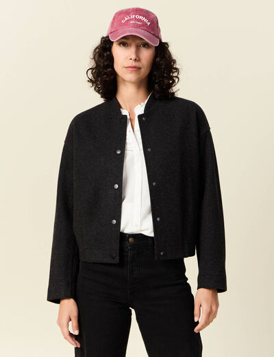 Gilet manches longues gris foncé femme