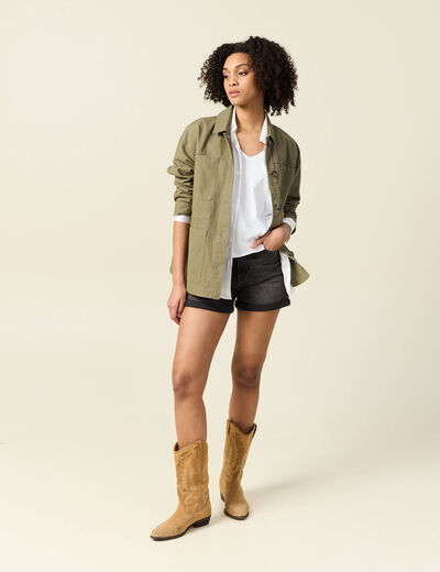 Surchemise oversize vert kaki femme
