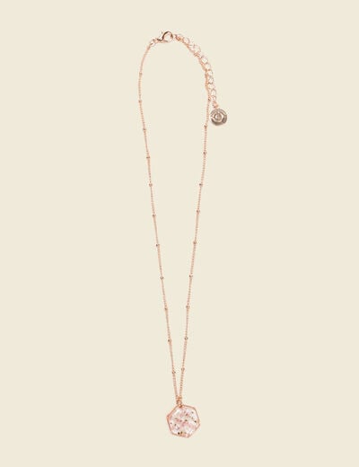 Collier pendentif en résine rose pastel femme