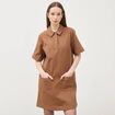 Robe manches courtes marron femme
