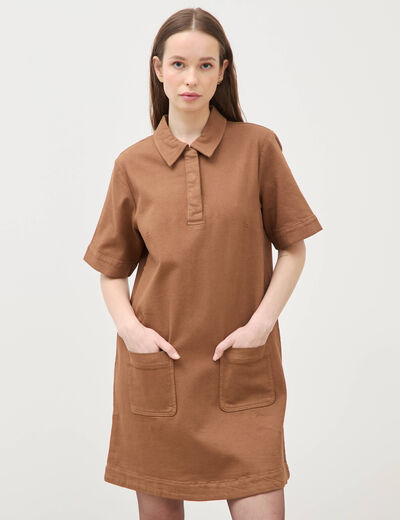 Robe manches courtes marron femme