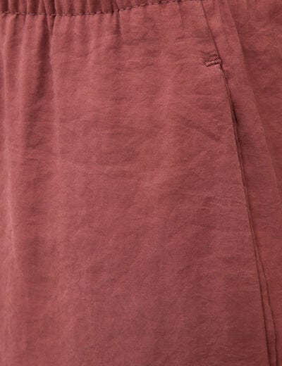 Pantalon large taille standard fluide marron cognac femme
