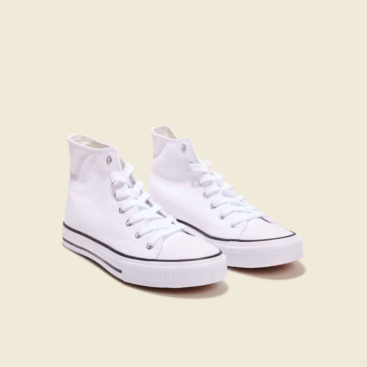 Tennis en toile à lacets blanc homme